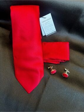 Men's Solid Textured Red Tie - Unbranded